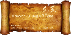 Olsovszky Boglárka névjegykártya